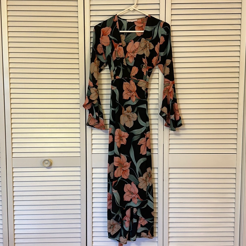 Floral Midi Wrap Dress